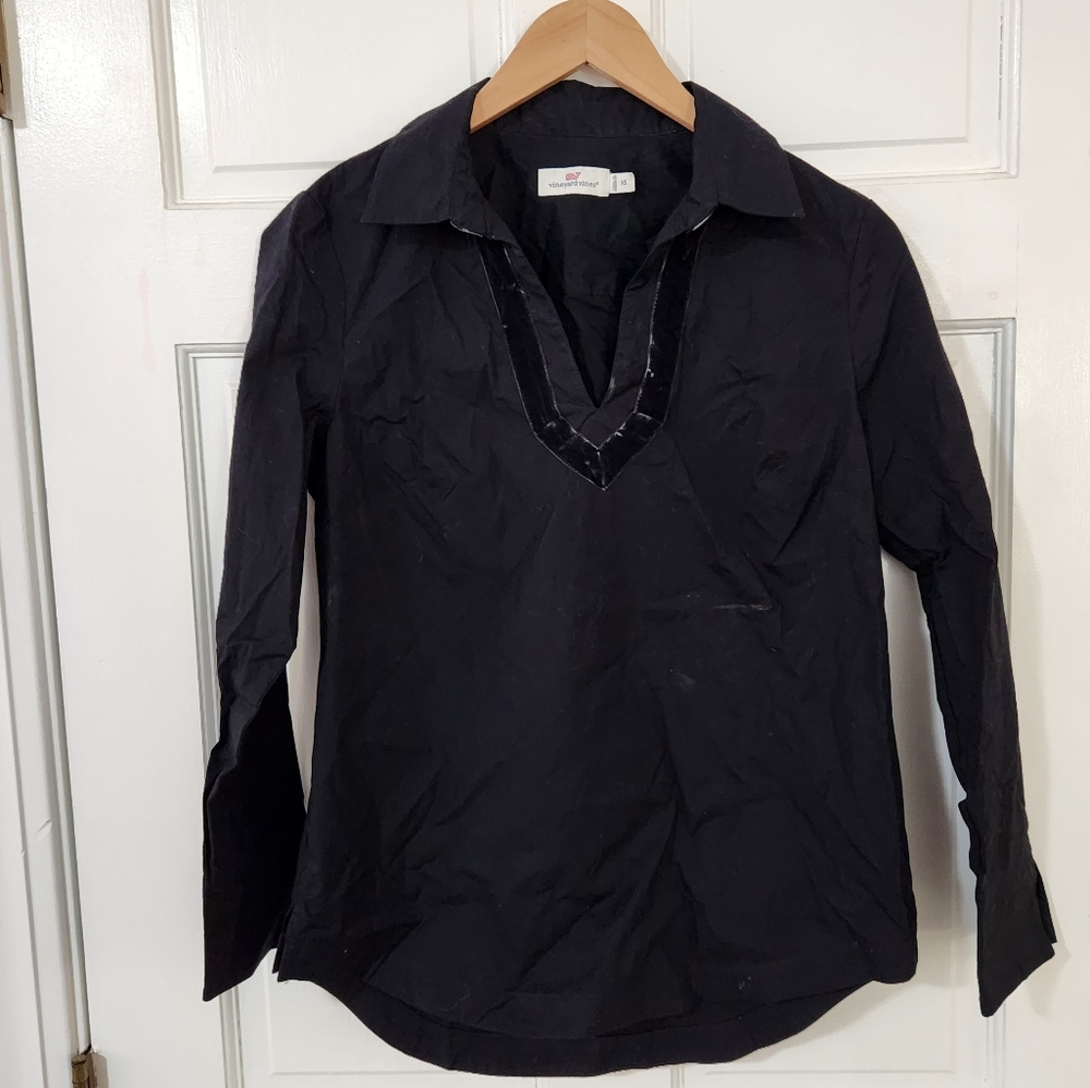 Vineyard Vines Velvet Trim Popover Top
